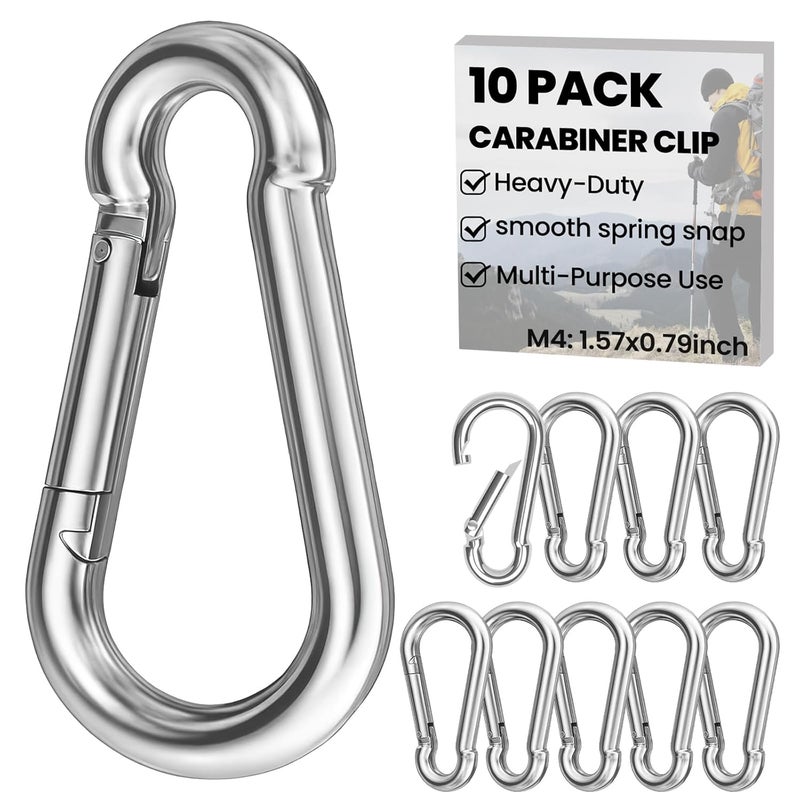 Hoople Small Carabiner Clip 10pcs 1.57 Inch – Heavy Duty Spring Snap Hooks, Durable Alloy Mini Carabiners for Keys, Rope, Swing Set, Camping, Hiking, Fishing, Traveling, Dog Leash, Quick Link Keychain - Image 1